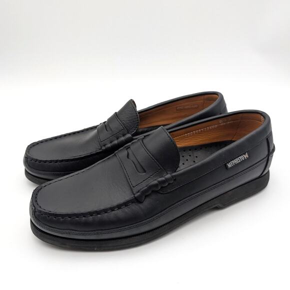 Mephisto Cap Vert Penny Loafer Shoes Men's Black Leather Size US9.5 EU42.5 - Picture 1 of 14